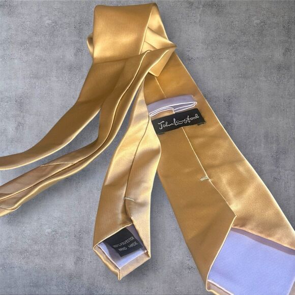 Vintage Gold Satin Tie Wedding, Prom, Formal Handmade Necktie Old Money Elegant - Picture 4 of 9